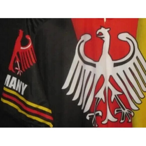 Mens Vintage Germany Deutschland Cycling Jersey Top Shirt XL Black Red Yellow - Picture 4 of 4